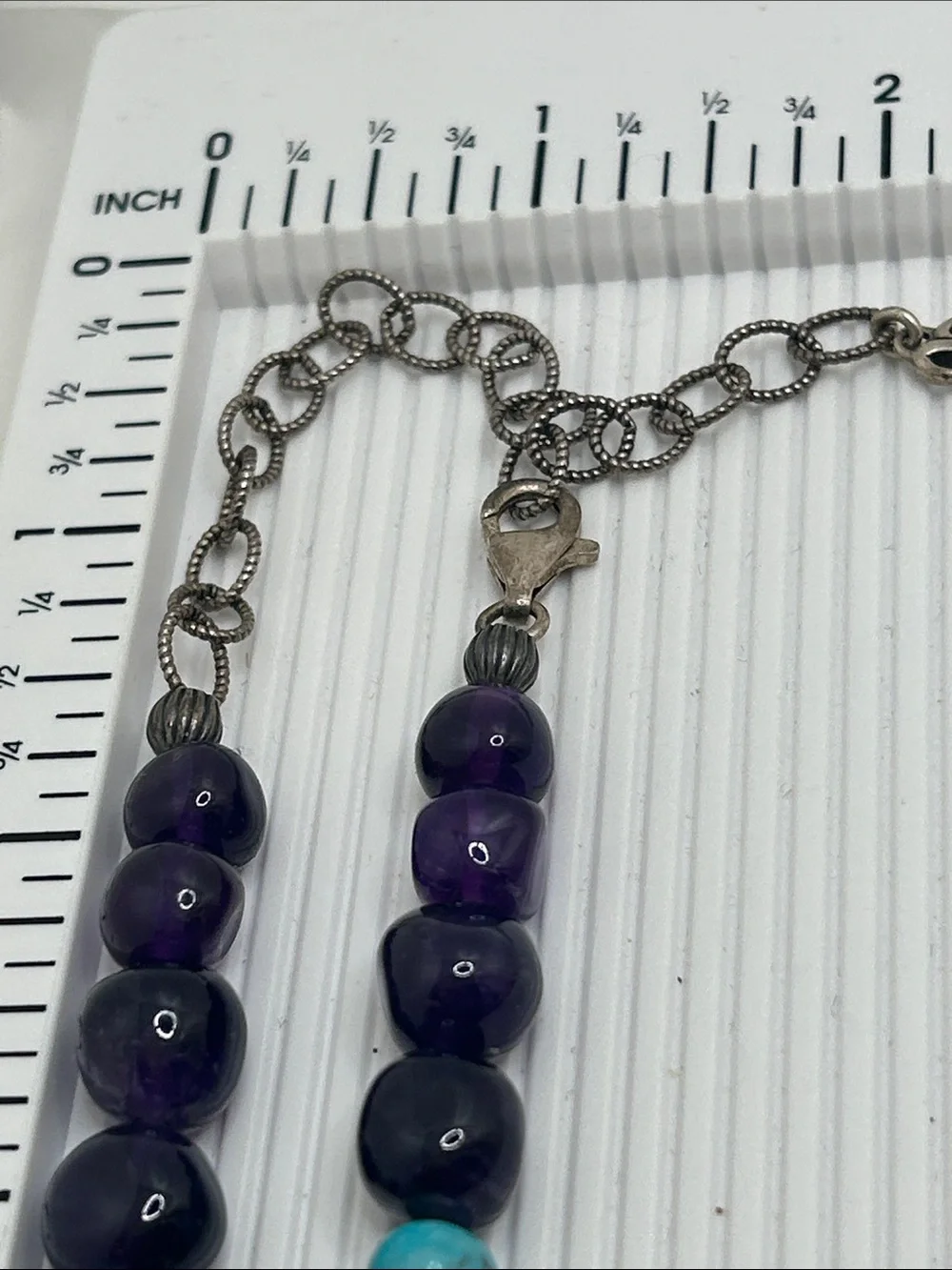 Carolyn Pollack Turquoise and Amethyst Beaded Necklace with Sterling Accents - Picture 10 of 12
